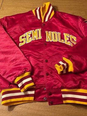 1980s Florida State Seminoles Vintage Starter Satin Varsity Bomber Jacket L